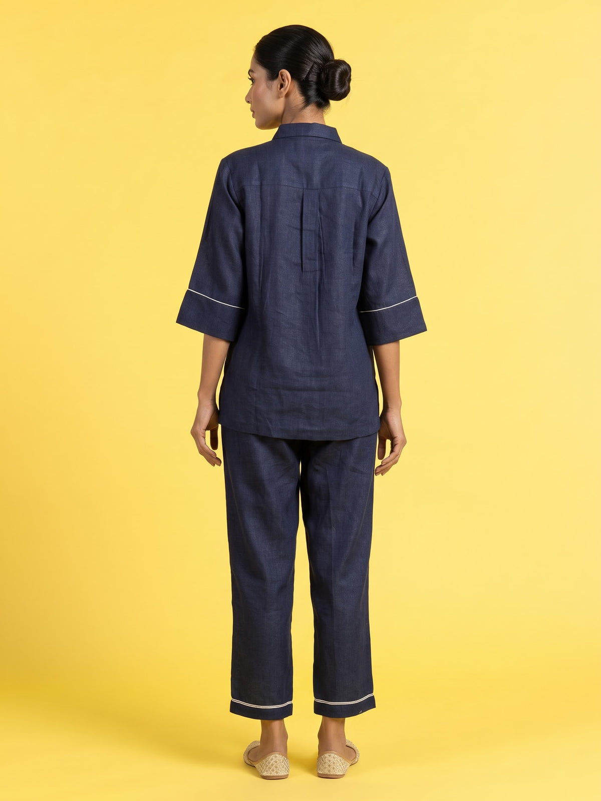 Navy blue circular cord women co-ord set