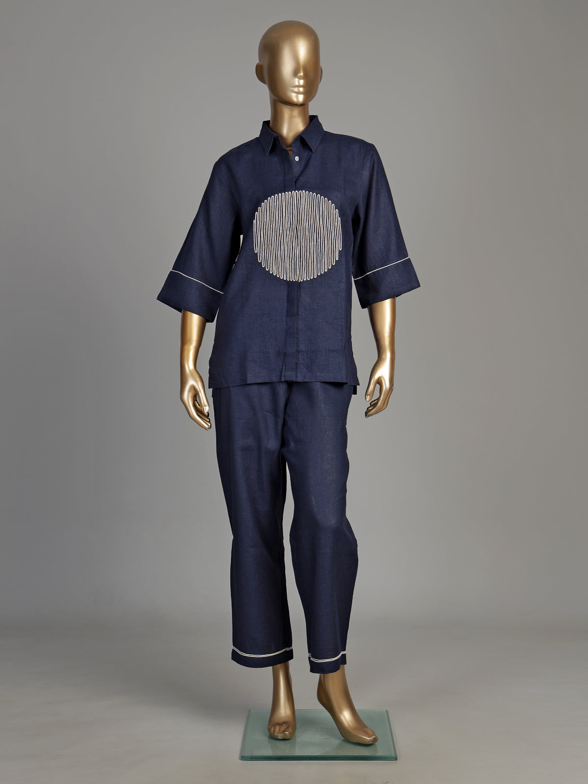 Navy blue circular cord women co-ord set