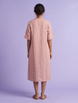 Peach botanical pocket women cotton dress