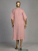 Peach botanical pocket women cotton dress