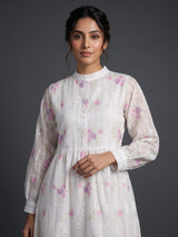 White eyelet floral women midi dress