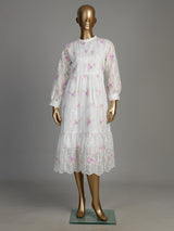 White eyelet floral women midi dress