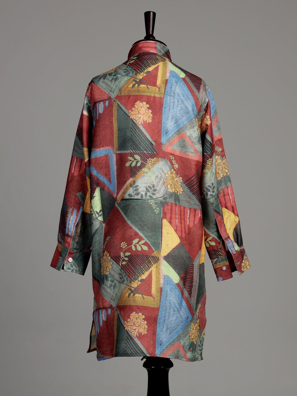 Multicolour geometric botanical boy kurta