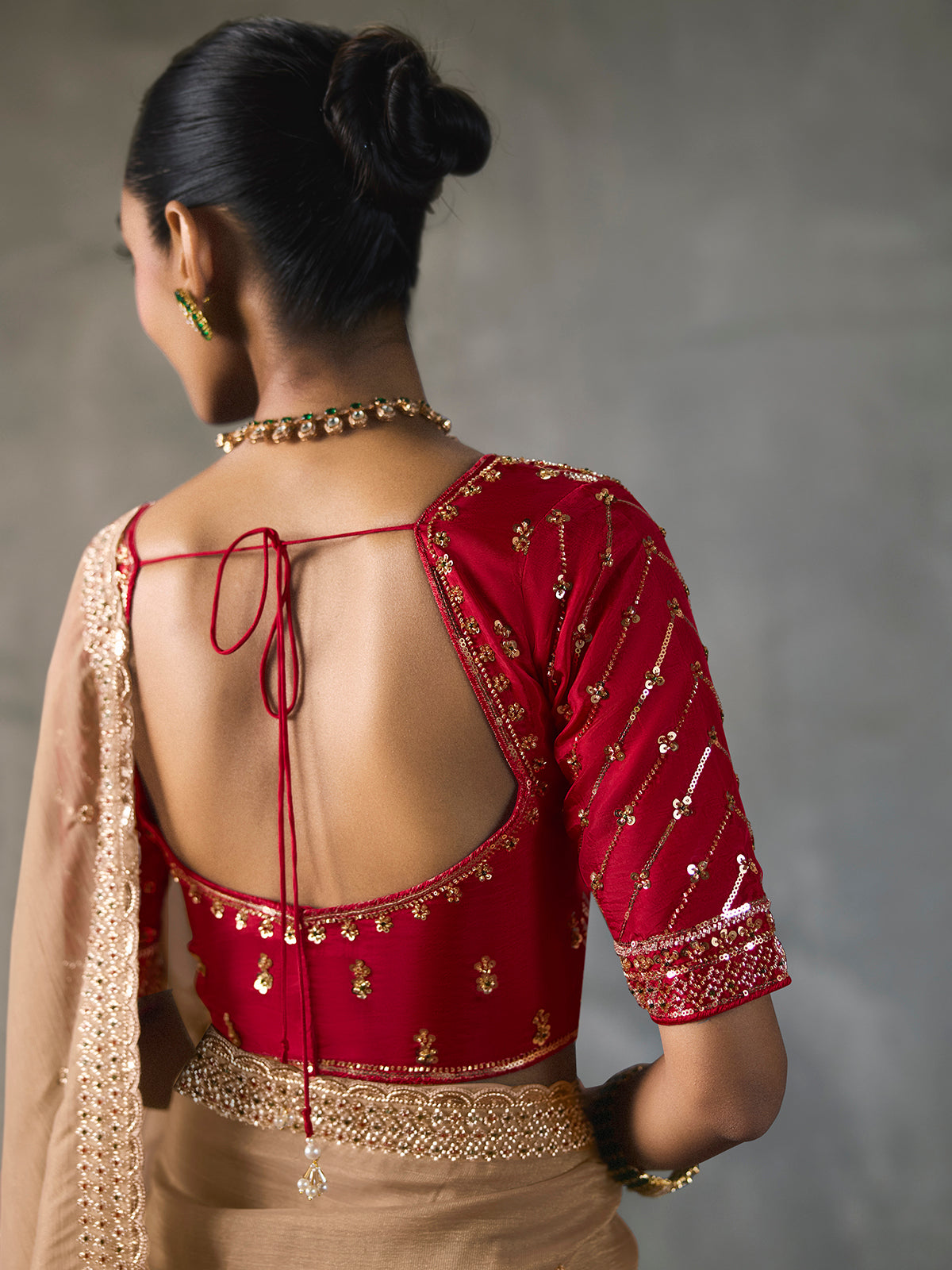 Beige delicate artistry silk blend women saree