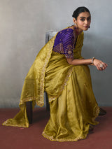 Pista green pastel allure silk blend women saree