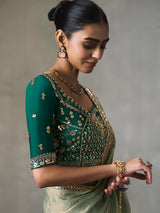 Mint green refreshing sparkle silk blend women saree