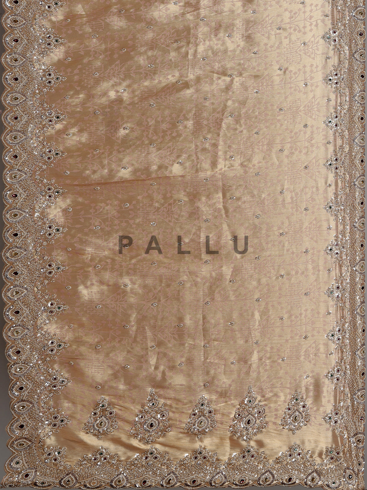 Pastel peach silk saree with ready made blouse