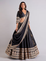 Amazing black silk lehenga choli