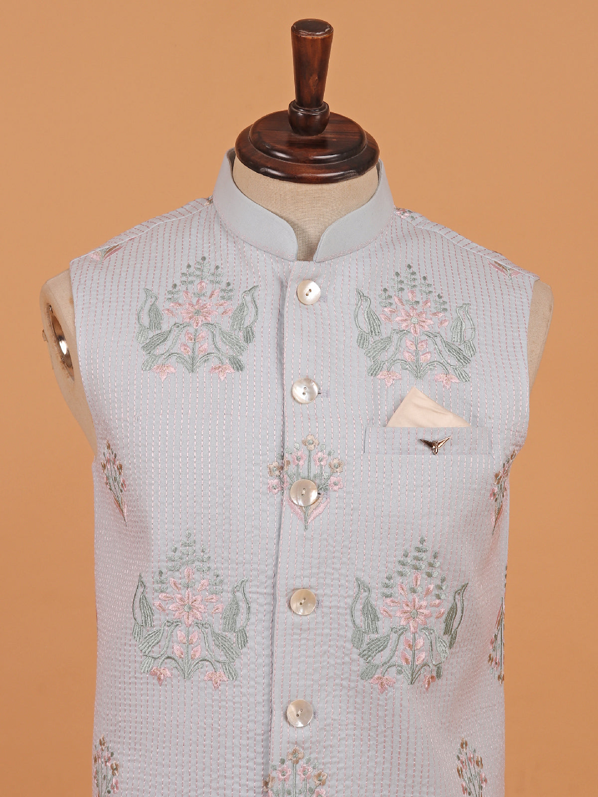 Atrractive sky blue cotton waistcoat set