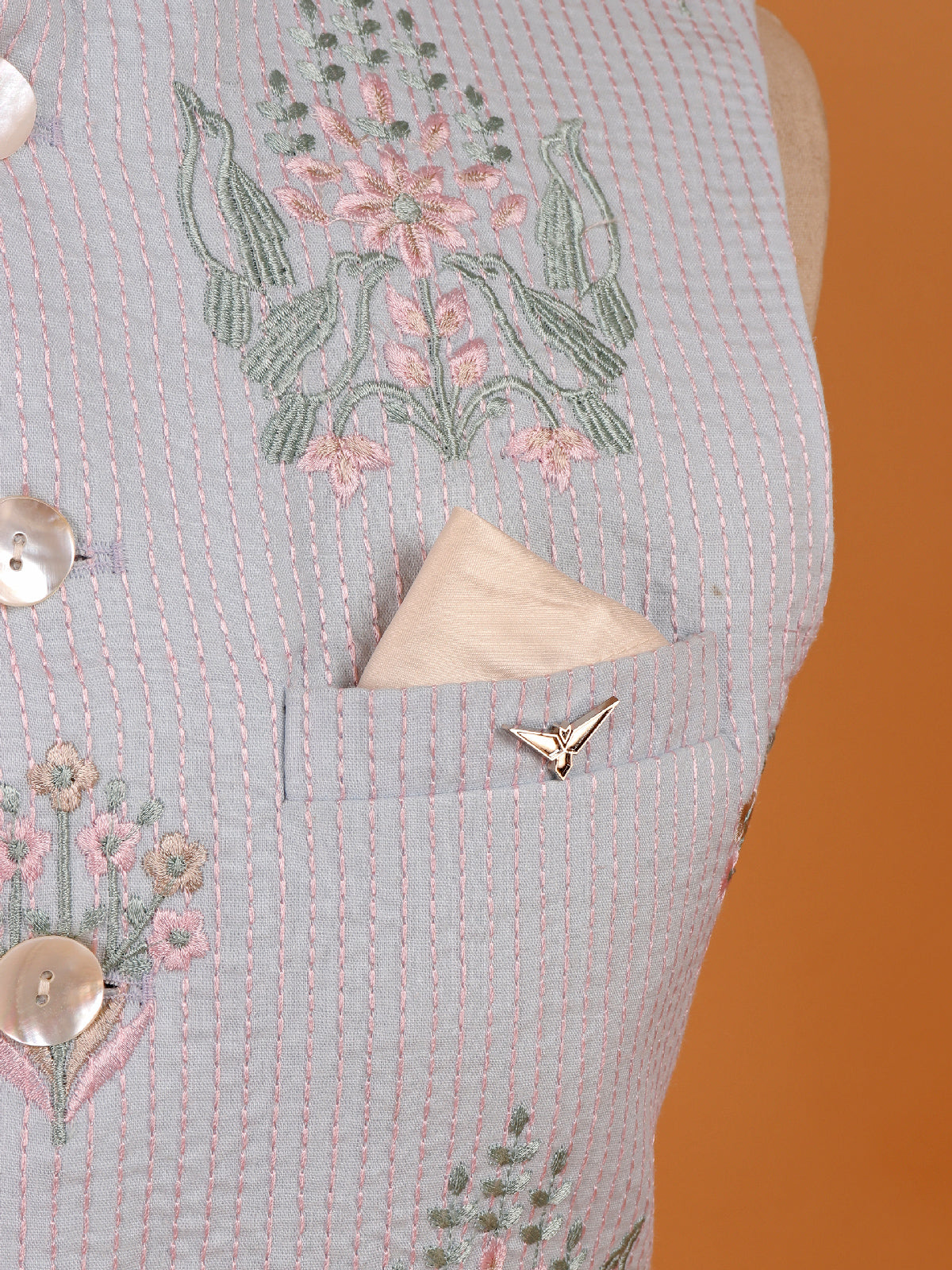 Atrractive sky blue cotton waistcoat set