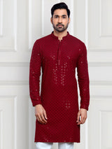 Attractive red embroidery kurta suit