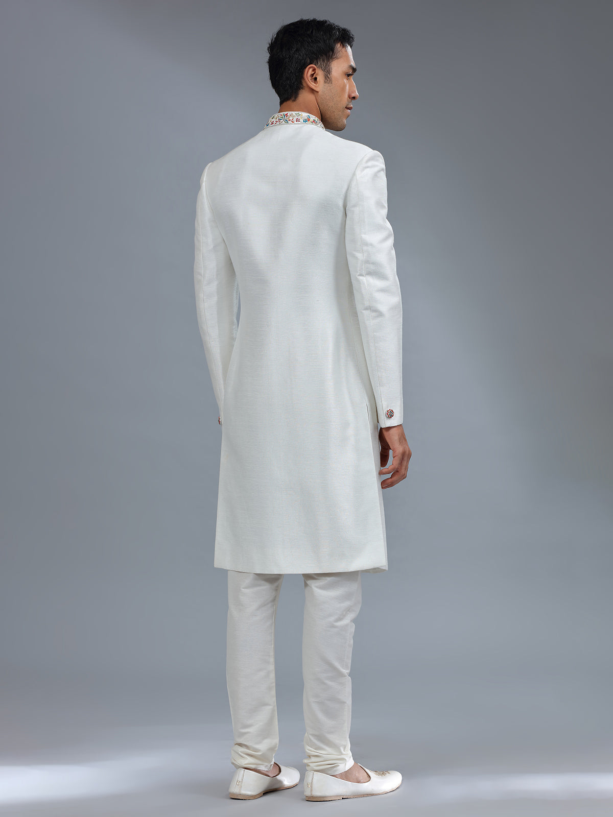 Awesome white silk sherwani for wedding
