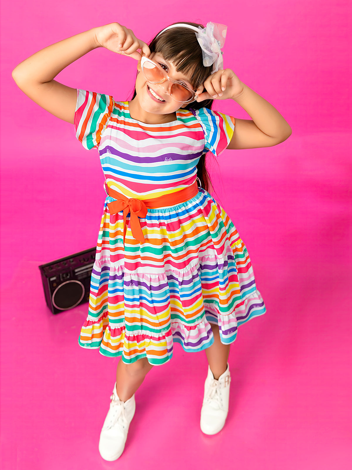 BARBIE multi color stripe cotton frock