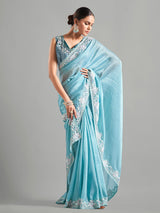Beautiful sky blue chiffon saree