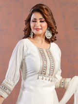 Beautiful cream cotton dhoti suit