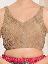Beige tissue silk sweetheart neck festive blouse