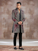 Black and gold silk indo western with cutdana detailing