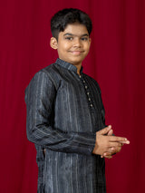 Black chiffon kurta suit for boys