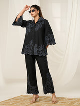 Black cotton casual wear co-ord set