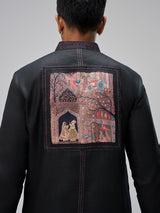 Black embellished kurta suit for men