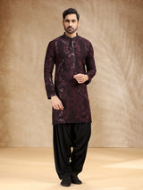 Black georgette men festive kurta salwar suit