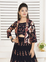 Black jacket style georgette reception style lehenga choli