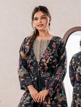 Black jacket style salwar suit with palazzo