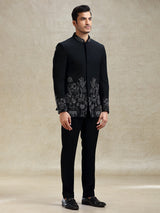 Black jodhpuri set in crystal work