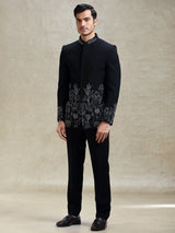 Black jodhpuri set in crystal work