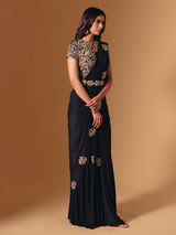 Black lycra saree with diamond and cutdana sparkle