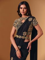 Black lycra saree with diamond and cutdana sparkle
