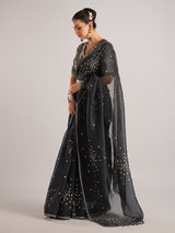 Black organza saree with ready made blouse