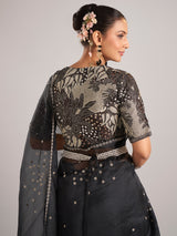 Black organza saree with ready made blouse