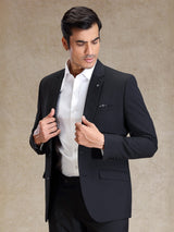 Black refined classy terry rayon blazer for mens wear