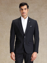 Black refined classy terry rayon blazer for mens wear