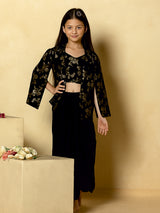 Black silk dhoti suit with zardosi accents