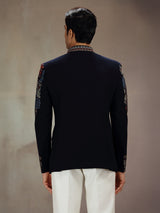 Black silk embellished jodhpuri suit