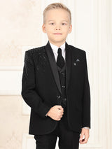 Black terry rayon boys coat suit for wedding