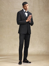 Black terry rayon coat suit for partywear