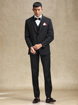 Black terry rayon coat suit for partywear