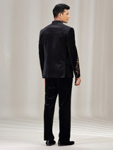 Black velvet jodhpuri suit with beads work