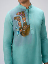 Blue camel artwork kurta pajama men