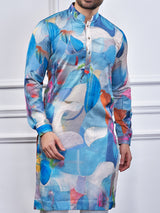 Blue printed cotton kurta suit for traditional look