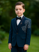 Blue wedding wear coat suit for boys