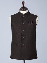 Brown plain cotton silk waistcoat