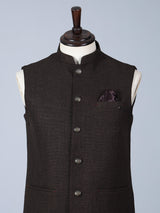 Brown plain cotton silk waistcoat
