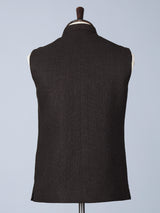 Brown plain cotton silk waistcoat