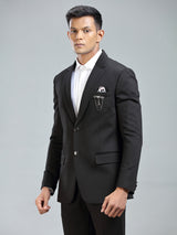 Charming mens black blazer in soft terry rayon fabric