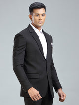 Charming mens black blazer in soft terry rayon fabric