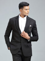 Charming mens black blazer in soft terry rayon fabric